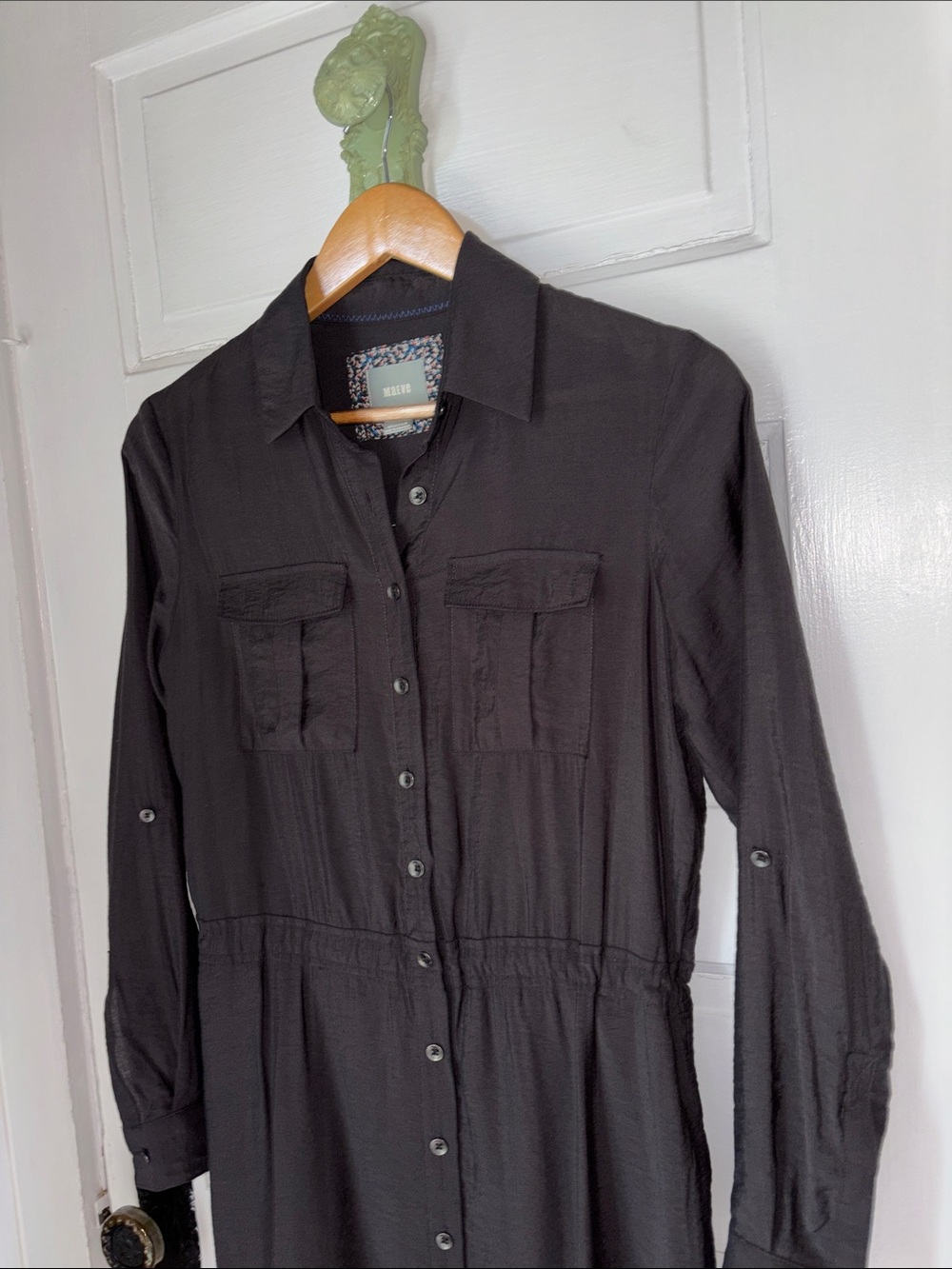 ANTHROPOLOGIE MAEVE LONG SLEEVE BUTTON DOWN SHIRT DRESS - Picture 4 of 7